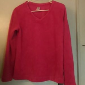 Fuzzy pink v neck sweater